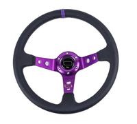 Volante Desplazado, Volante Coche Volante deportivo universal de 14 pulgadas y 350 mm PVC PU for coches aluminio(Leather-purple)