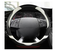 Volante Funda Coche para DS3 DS4 DS5 DS5 DS 5LS DS6 DS7 DS9 Fundas Volante Funda Coche Cuero Fibra Carbono Forma D 38 Cm Accesorios Automóvil(Blanco)