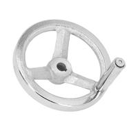 Volante Giratorio de 125 Mm de Diámetro y 12 Mm de Diámetro Interior, Volante Redondo Cromado de Hierro Fundido, Volante Giratorio con Manivela Desmontable con Mango para Torno