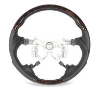 Volante Hydro Dip de cuero perforado cosido a mano con parte inferior redonda de repuesto para XV40 Highlander XU40 Previa XR50 Estima ABS cuero napa negro (Grano de madera)