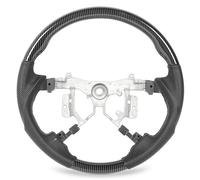 Volante Hydro Dip de cuero perforado cosido a mano con parte inferior redonda de repuesto para XV40 Highlander XU40 Previa XR50 Estima ABS cuero napa negro (Patrón de fibra de carbono)