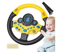 Volante para niños pequeños - Coche electrónico con música, sonidos de cuerno y luces LED | chispas alegres momentos de alegría Fijación ajustable para el asiento para jugar, entretenimiento de viaje