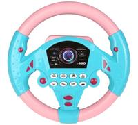 Volante pequeño para asiento del pasajero, volante de simulación portátil falsa para asiento trasero de coche, accesorio de cochecito, controlador de conducción simulado con ventosa y música, 7.87