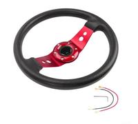 Volante redondo para juegos de 320 mm con piel sintética suave para superficie para simuladores de carreras, se adapta a plataformas y cabinas estándar, opciones rojas y azules (rojo)