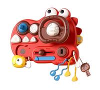 Volante Simulado - Tablero De Actividades Sensoriales De Dinosaurio De Goma Suave De 20,5x15,5x5,8 Cm | Juego De Exploración Para Niños, Herramientas De Educación Temprana Para El Hogar, Viajes, Jardí