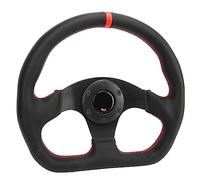 Volante Tipo D para Automóvil, Reemplazo de Rueda de Deriva de Ajuste Universal para Carrera Deportiva de Cuero con Marco para la Mayoría de los Modelos - Negro