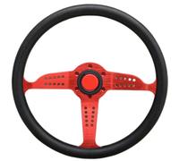 Volante Universal De PU Con Plato Plano Para Carreras Deportivas(ROJO)