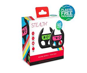 Volantes de carreras STEALTH para mandos Joy-Con de Nintendo Switch - Pack doble negro, con empuñaduras analógicas