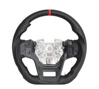 Volantes deportivos coche Compatible Con Ford Para Bronco 2021 2022 2023 2024, Accesorios Volante Deportivo Plano PU Perforado Sin Agujeros Paletas(Red)