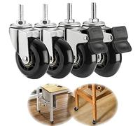 Volantes pesados de 63 mm 200 kg de capacidad de carga 4 unidades ruedas roscadas con freno Ruedas giratorias de carro Ruedas negras (dimensiones: M8 x 25 mm, color: 2 frenos + 2