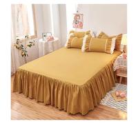 Volantes Y FaldóN De Cama Falda de cama con volantes de 1/3 piezas, banda elástica, funda de colchón de color sólido, colcha, sábana o 2 fundas de almohada Cubre Canape(Turmeric,1 pc skrit 150x200cm)