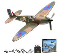volantexrc Avión RC de 4 Canales Spitfire RC Fighter Toy, 2,4 GHz, estabilizador giroscópico de 6 Ejes, Planeador RTF con 2 baterías, Adecuado para Adultos, niños, Principiantes para Volar