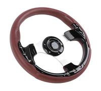 Volario de Dirección de la Carrera Universal de 13 Pulgadas PU Leather Sport Wheel para Vehículos con Adaptador de Cubo de 6 Hoyos (Negro)