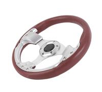 Volario de Dirección de la Carrera Universal de 13 Pulgadas PU Leather Sport Wheel para Vehículos con Adaptador de Cubo de 6 Hoyos (Plata)