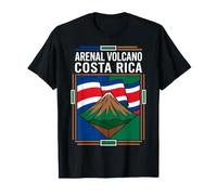 Volcán Arenal Costa Rica Bandera Retro Viaje Paisaje Camiseta