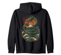 Volcán Onda Dragón Japonés Sol Poder mítico Sudadera con Capucha