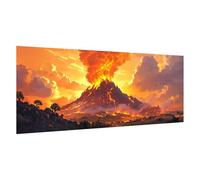 Volcán Pintar por Numeros Adultos, Paisaje Pintura por Numeros Kit, Easy Paint by Numbers Adult Niños, con 3 Pinceles y Pigmento Acrílico, DIY Manualidades Home Decor Regalo 40x80cm, con Marco, d1631k
