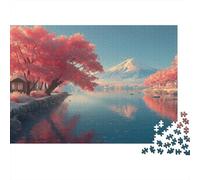Volcán rodeado de árboles de Arce Rojo Puzzle 1000 Piezas - Desafiante, El Paisaje Rompecabezas, Adultos, Regalo, Juego Familiar, Decoración del Hogar 52x38cm/1000pcs