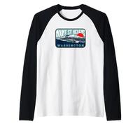 Volcán Vintage Mount Saint Helens Washington Retro Style Camiseta Manga Raglan
