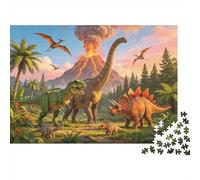 Volcanic Eruption Puzzle 1000 Piezas Papel Reciclado Dinosaur Valley Puzzles Juego Educativo Challenge Divertido Juego Familiar for Adultos and Age 10 38x26cm/1000pcs