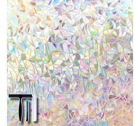 Volcanics Película de privacidad para ventanas, adhesivos estáticos calcomanías vinilo 3D, ventana arco iris puerta vidrio, control calor, anti UV, 44,5 x 200 cm