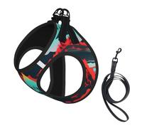Volcano Bloom Print - Arnés para perro pequeño con correa, no Escape Easy Walk arneses para cachorros para entrenamiento y caminar