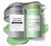 Volcano Clay Mask Stick,Mascarilla de artemisa en barra,Máscara en barra de Arcilla para Limpieza Profunda,Refinamiento de Poros,Eliminador de Puntos Negros,Control de Aceite Hidratante(Gris+Verde)
