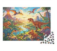 Volcano Dinosaurs 1000 Piezas Puzzle Reciclado Paper Jurassic Period Adult Jigsaws Impossible Hard Difficult Challenging Relieve Senile Dementia Fun 52x38cm/1000pcs