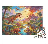 Volcano Landscape 1000 Piezas Puzzle Reciclable Paper Dinosaur Extinction Senior Puzzles Accesorios para Juegos de Fiesta Excelente Idea de Regalo para Mujeres and Men Both 52x38cm/1000 Piezas