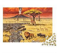 Volcano Savanna Puzzles 1000 Pieza Papel Reciclado African Wildlife Puzzle para Niños y Niñas a Partir de 6 Años Juego Educativo Desafío Fun Juego Familiar 52x38cm/1000pcs