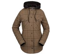 VOLCOM Hooded Flannel Jacket - Mujer - Marrón / Negro - talla XS- modelo 2023