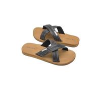 Volcom Sandalias con correa cruzada doble para mujer, Negro, 35 EU