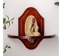 VOLDAX Altar Buda Mesa de Ofrendas, Soporte de Plegaria para Estatuas Guan Gong Guanyin, Soporte for Budistas/Casa de Té/Espiritual Espacio(Brown A,45cm/17.7in)