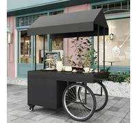 VOLDAX Carrito de Dulces para Fiestas Carrito de Comida Callejera de 2 Niveles con Ruedas, for Ferias De Artesanías Mercados Callejeros y Ferias De Artesanía(Black,140cm/55in)