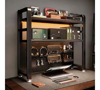 VOLDAX Estantería de Escritorio Organizador de Escritorio con Tablero Perforado, para la Oficina Casa Estudio Dormitorio(Black,115 * 97cm/45 * 38in)
