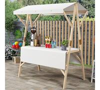 VOLDAX Genérico Puesto de Mercado for vendedores al Aire Libre, Carrito de Comida Callejera de Madera Mercados Callejeros y Ferias De Artesanía(White,150cm/59in)