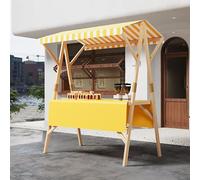 VOLDAX Genérico Puesto de Mercado for vendedores al Aire Libre, Carrito de Comida callejera de Madera Puesto de Vendedor Plegable con Toldos(Yellow 2,120cm/47in)