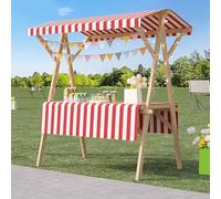 VOLDAX Genérico Puesto de Mercado for Vendedores al Aire Libre, Estante con Toldo para Frutas Verduras y Snacks - Mercados Callejeros y Ferias De Artesanía(Red 2,150cm/59in)