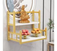 VOLDAX Mesa de Altar de meditación, Mesa de Oración y Meditación, Mesa Feng Shui para Oración y Meditación, Soporte de Plegaria para Estatuas Guan Gong Guanyin(Gold C,40cm/15.7in)