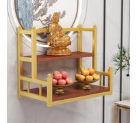 VOLDAX Mesa de Altar de meditación, Mesa de Oración y Meditación, Mesa Feng Shui para Oración y Meditación, Soporte de Plegaria para Estatuas Guan Gong Guanyin(Gold B,80cm/31.5in)