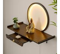 VOLDAX Mesa de Altar para Meditación, Mesa De Meditación De Altar, Altar Espiritual de Bambú, para Sala de Estar, Oficina y Dormitorio(Brown B,50cm/19.7in)