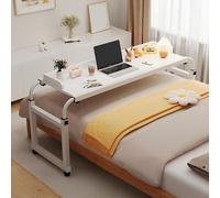 VOLDAX Mesa de Cama Escritorio Elevable de Pie Móvil, Mesa de Centro Versátil Altura y Longitud Ajustables, Escritorio King Queen para Cama y Sofá(White-B,120cm/47.2in)