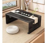 VOLDAX Mesa de Centro Rectangular Rústica de Estilo Rústico Mesa De Tatami Plegable, Fácil De Usar para Sentarse En El Suelo Meditar(Black,60cm/23.6in)