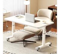 VOLDAX Mesa De Sobrecama con Ruedas con Altura Ajustable, Mesa de Centro Versátil para Oficina Sala de Estar Dormitorio Sofás(White,100cm/39.4in)
