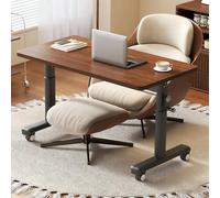 VOLDAX Mesa De Sobrecama con Ruedas con Altura Ajustable, Mesa de Centro Versátil para Oficina Sala de Estar Dormitorio Sofás(Brown,120cm/47.2in)