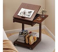 VOLDAX Mesa de Sobrecama con Ruedas Espacio de Almacenamiento de Múltiples Capas, Mesa de Centro Versátil para Oficina Sala de Estar Dormitorio