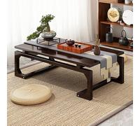 VOLDAX Mesa de Suelo de té Chino de Bambú Mesa de Suelo Multifuncional Vintage, para Sala de Estar Ventanal Espacio Pequeño(68 * 68 * 30CM/26.8 * 26.8 * 11.8in)