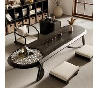 VOLDAX Mesa de Suelo Japonesa Escritorio para Portátil, Mesa de té Antigua para Sentarse En El Suelo, para Cocina Oficina Y Salón Fácil Montaje(Black,120cm/47.2in)