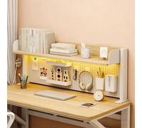 VOLDAX Organizador de Escritorio con Tablero Perforado, Estante de Escritorio Ajustable con Abrazadera, para Almacenamiento en Casa Oficina Escuela(White B,80 * 38cm/31.5 * 15in)