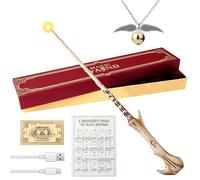 Voldemort - Varita iluminada de 35 cm con billete de estación, tarjeta de hechizo y collar, carga USB, varita mágica brillante, varita mágica de Lord Voldemort, en caja de regalo para fiesta de